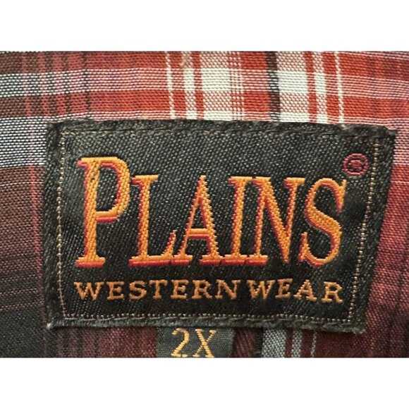 Plains Western Shirt 2X Plaid Pearl Snap Cowboy Rockabilly Big Man Mens XXL - Picture 2 of 8